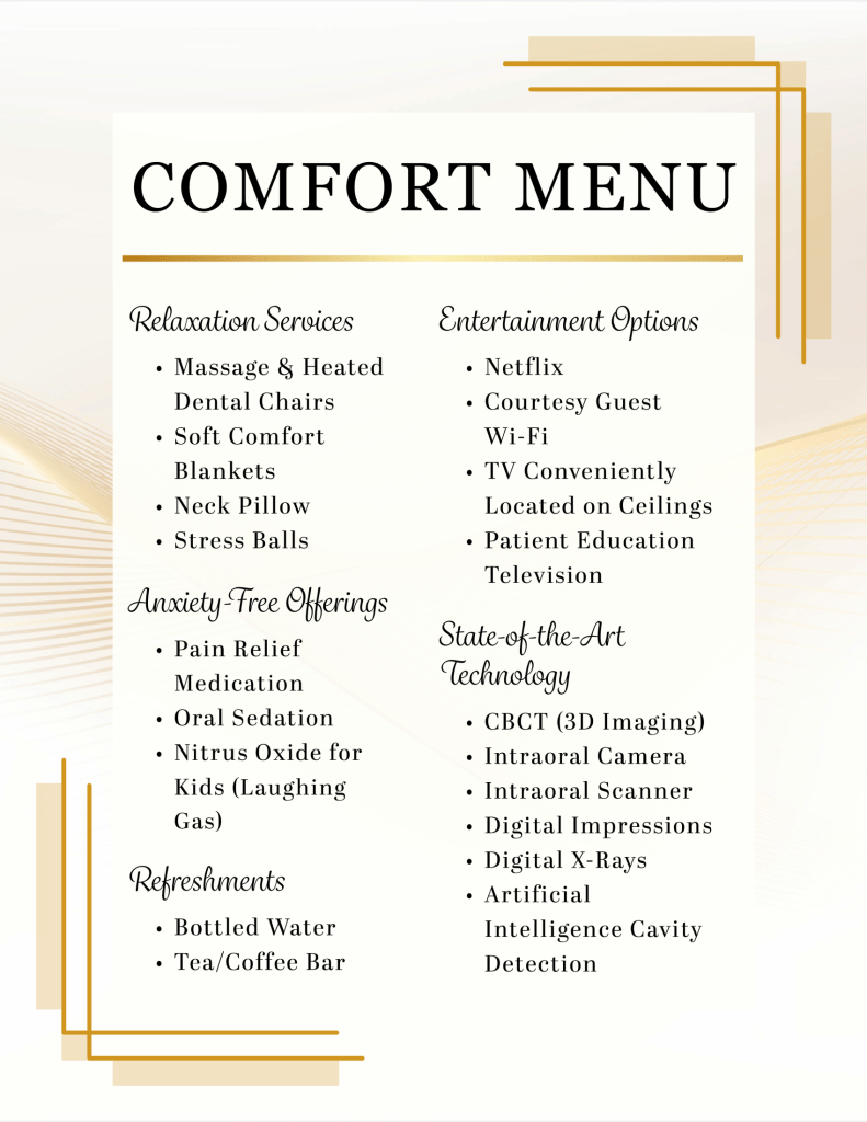 In-House Dental Insurance Plans Comfort Menu